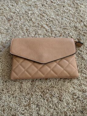 Quilted Envelope Clutch in Light Tan